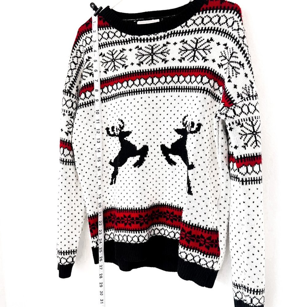 vintage christmas reindeer snowflake sweater L - Picture 2 of 4